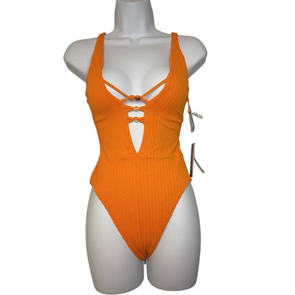 ☀️☀️☀️ Isabella Rose Deep Plunge Ribbed One Piece - Picture 2 of 3